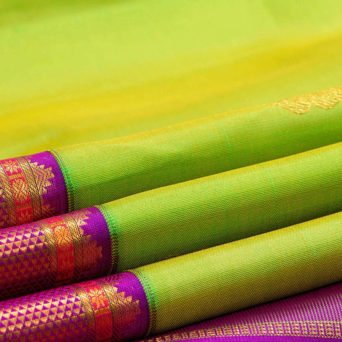 Green And Purple Kanchipuram Silk Saree For Wedding Wear PV NYC 1676