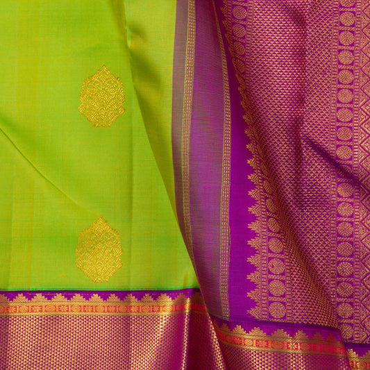 Green And Purple Kanchipuram Silk Saree For Wedding Wear PV NYC 1676