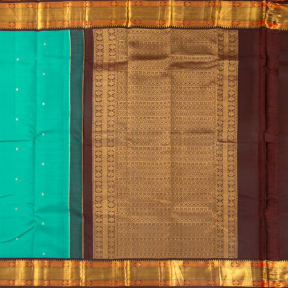 Sea Green And Brown Kanchipuram Silk Saree For Festive Wear PV MEN 202