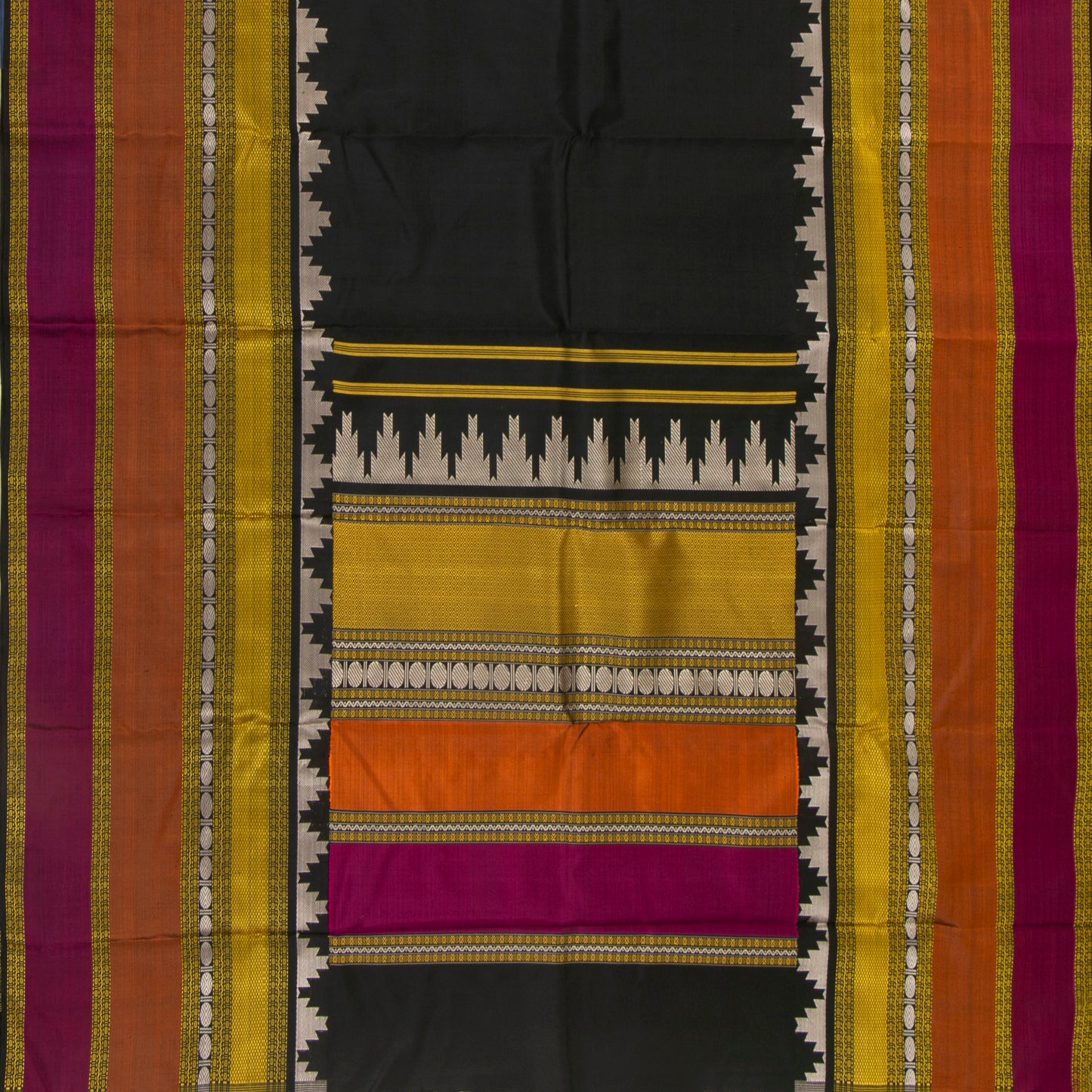 Black Kanchipuram No Zari Silk Saree For Festive Wear PV NYC 1345