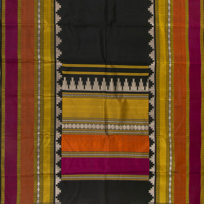 Black Kanchipuram No Zari Silk Saree For Festive Wear PV NYC 1345