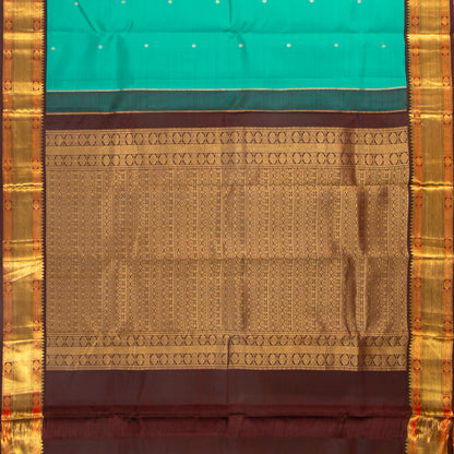 Sea Green And Brown Kanchipuram Silk Saree For Festive Wear PV MEN 202