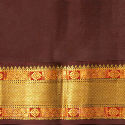 Sea Green And Brown Kanchipuram Silk Saree For Festive Wear PV MEN 202