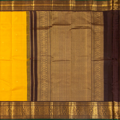 Yellow And Brown Kanchipuram Silk Saree For Festive Wear PV MEN 168