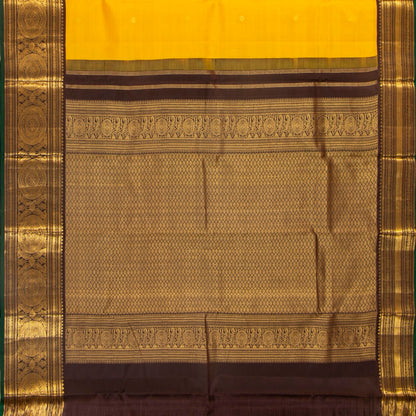Yellow And Brown Kanchipuram Silk Saree For Festive Wear PV MEN 168