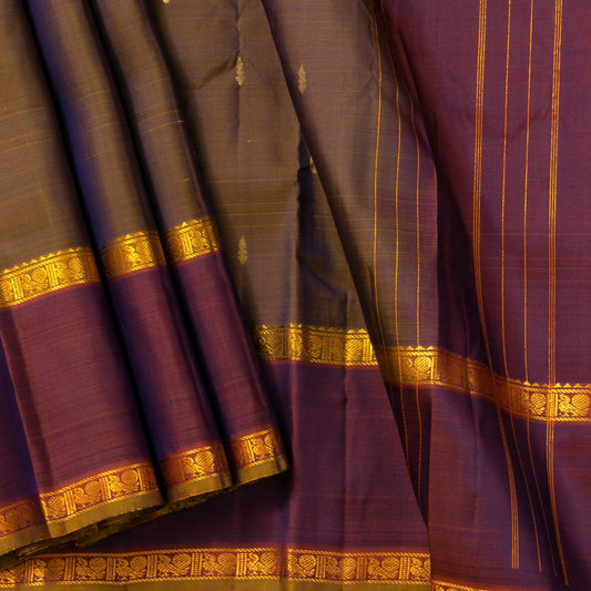 Brown And Magenta Kanchipuram Silk Saree For Festive Wear PV NYC 1679