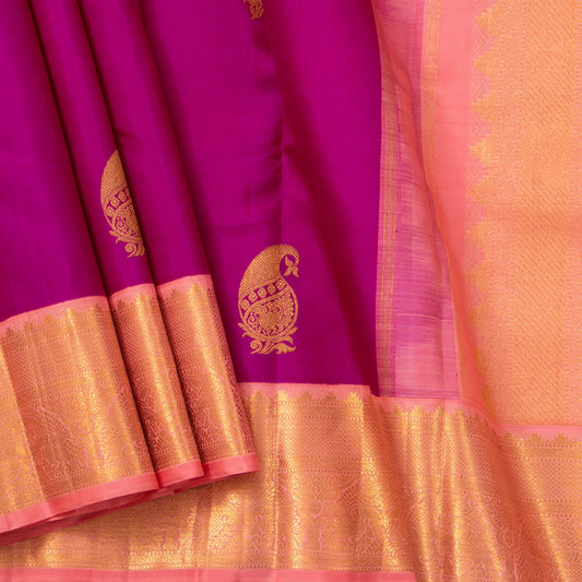 Magenta And Pink Kanchipuram Silk Saree For Wedding Wear PV NYC 1659