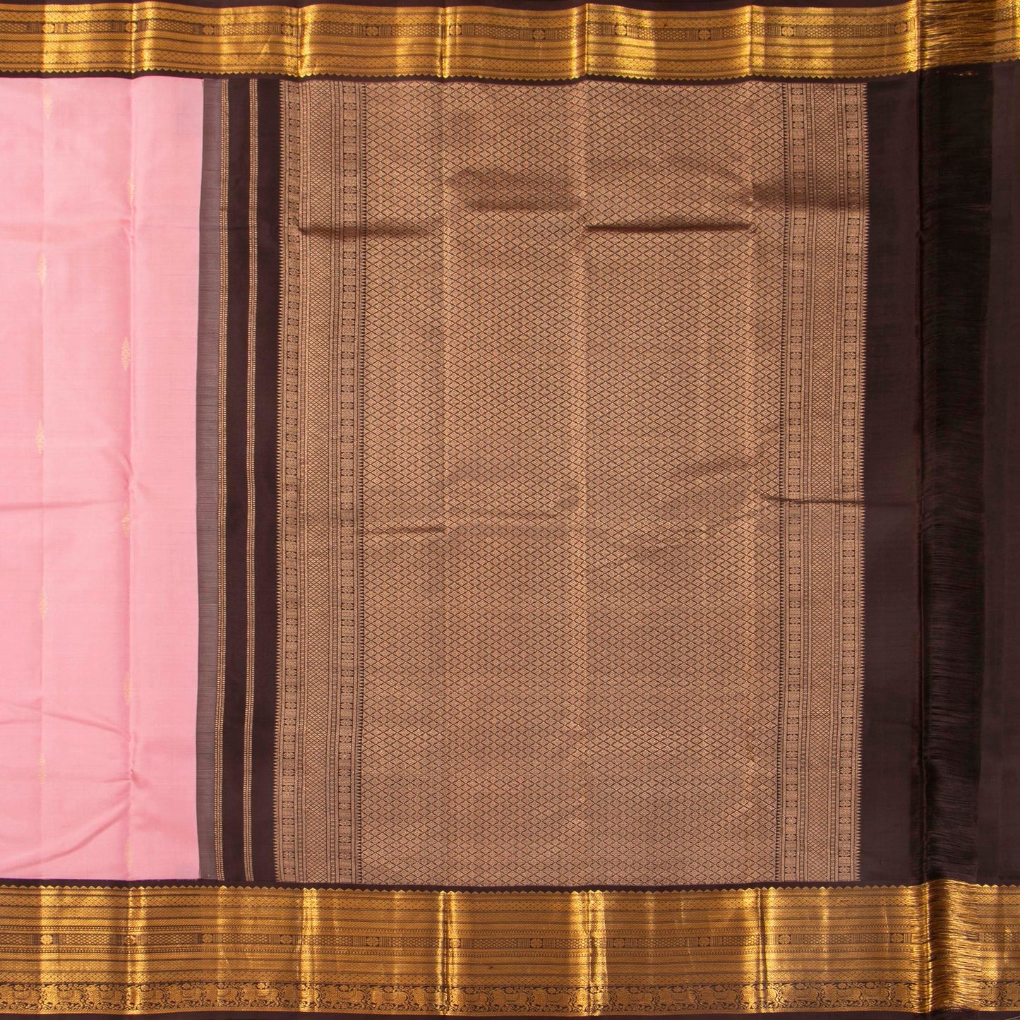 Pink And Brown Kanchipu219ram Silk Saree For Festive Wear PV MEN 219