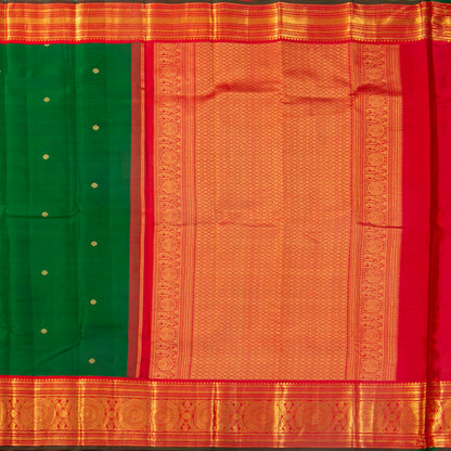 Green And Red Kanchipuram Silk Saree For Festive Wear PV MEN 169 - Silk Sari - Panjavarnam PV MEN 169
