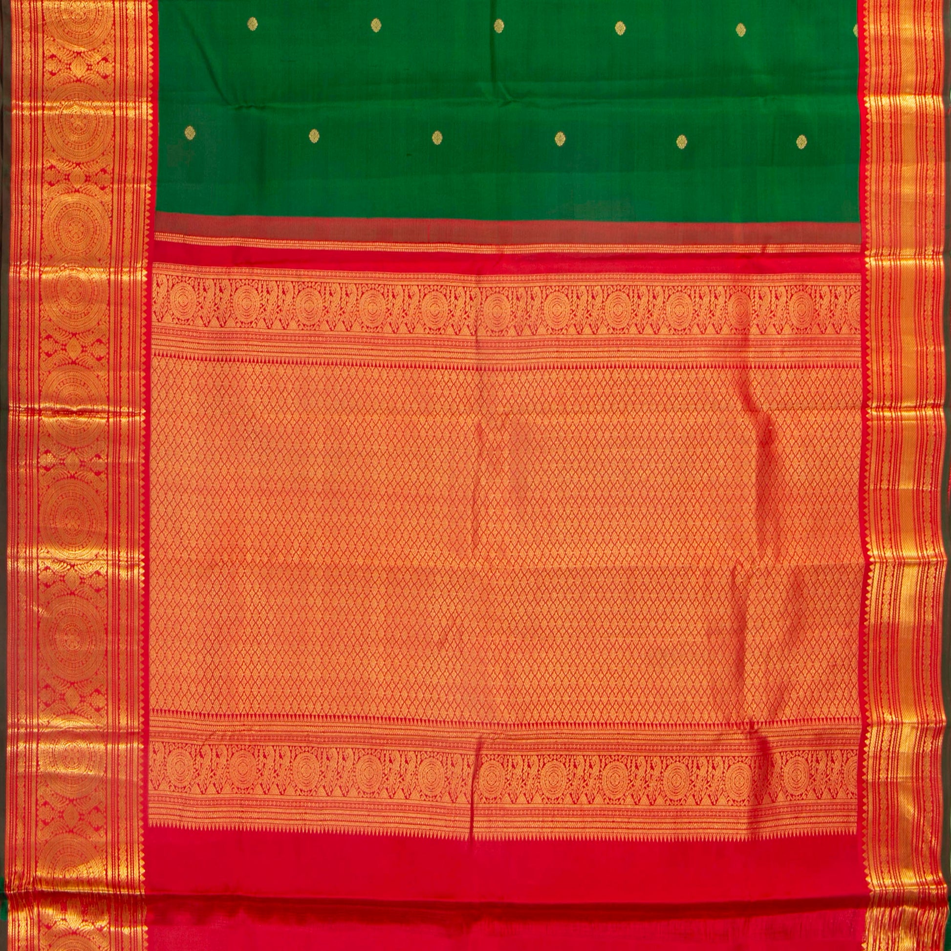 Green And Red Kanchipuram Silk Saree For Festive Wear PV MEN 169 - Silk Sari - Panjavarnam PV MEN 169