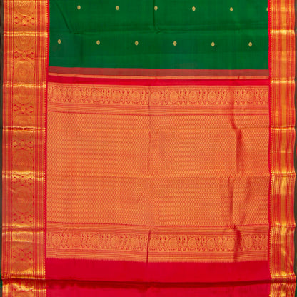 Green And Red Kanchipuram Silk Saree For Festive Wear PV MEN 169 - Silk Sari - Panjavarnam PV MEN 169