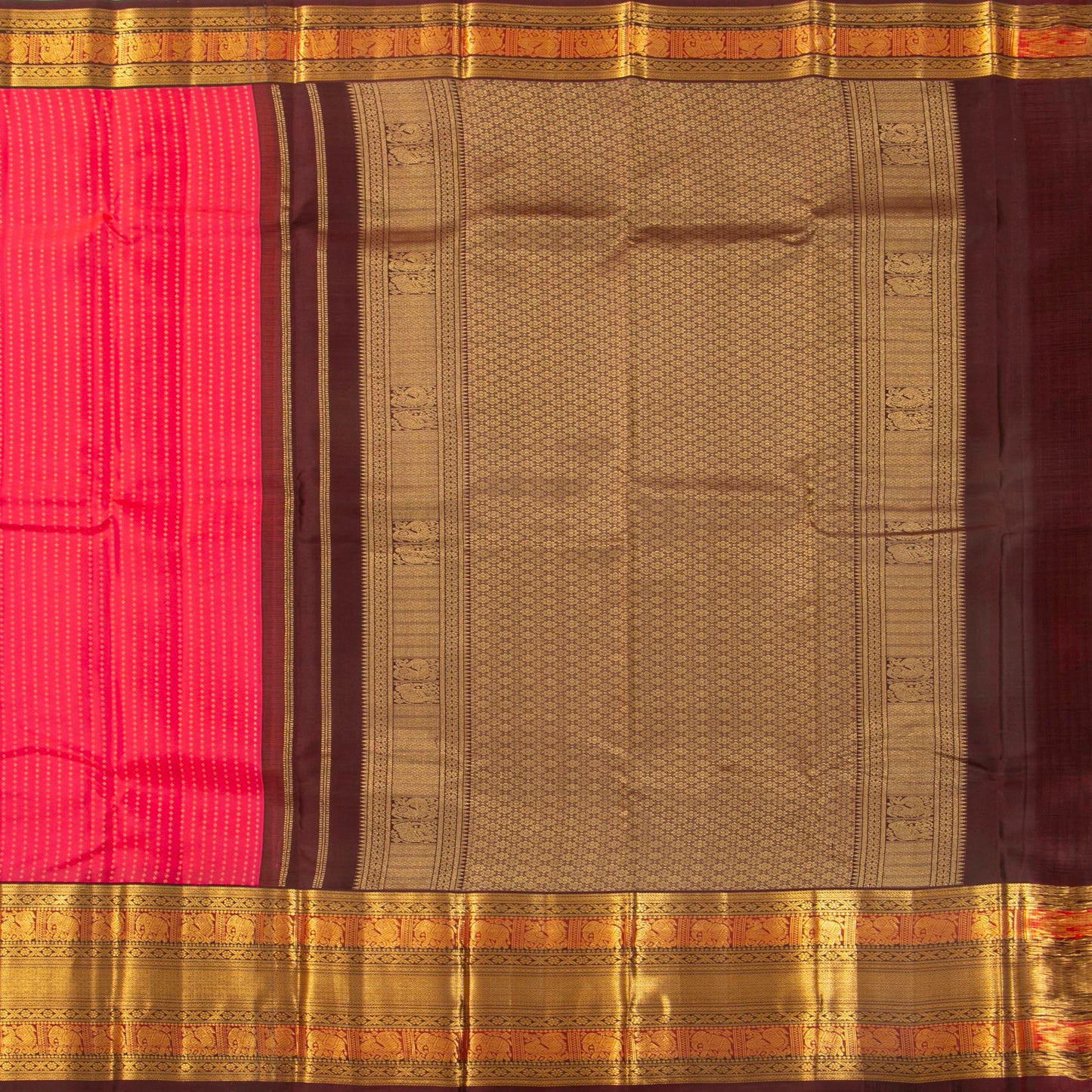 Pink And Brown Kanchipuram Silk Saree For Festive Wear PV MEN 165