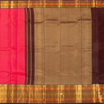 Pink And Brown Kanchipuram Silk Saree For Festive Wear PV MEN 165