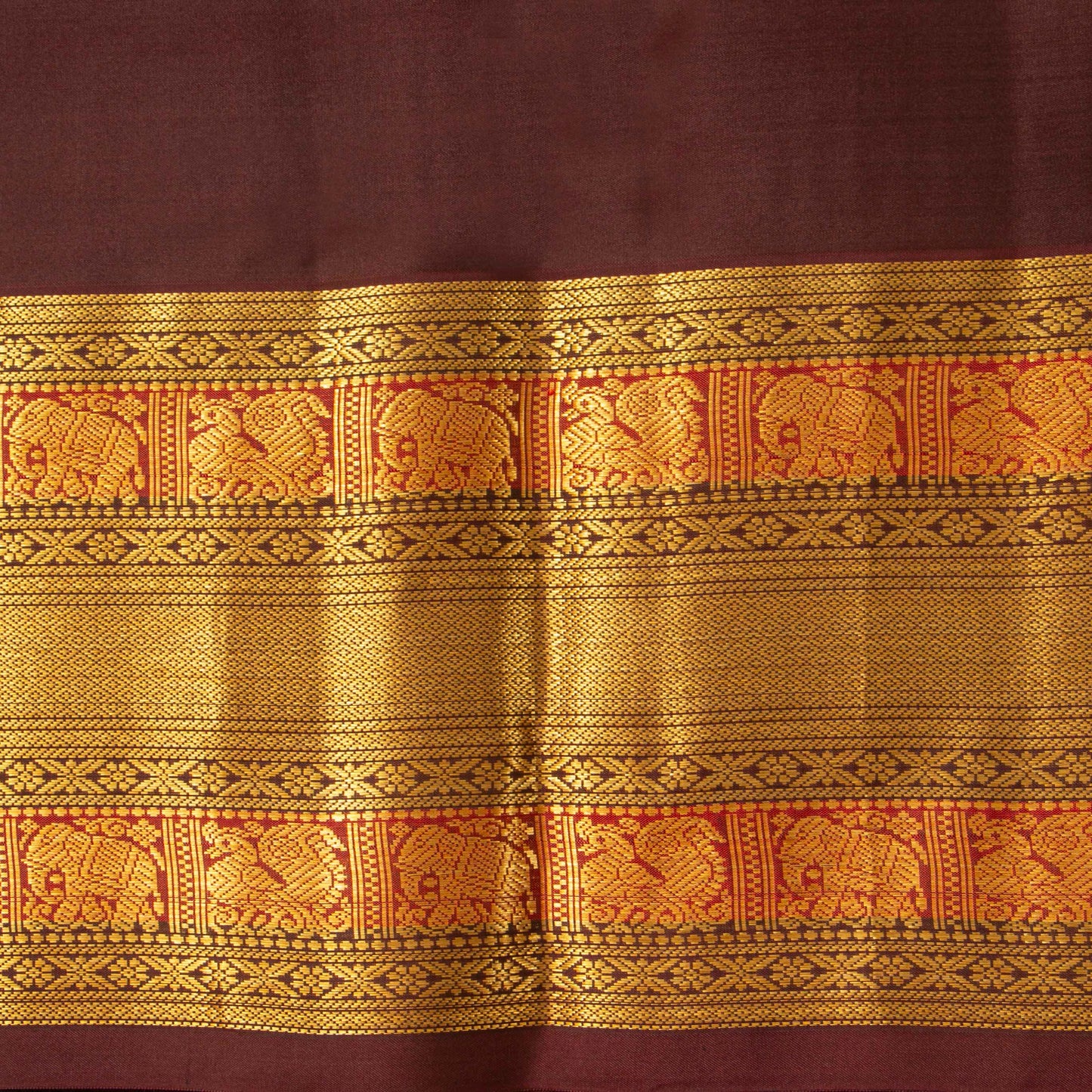 Pink And Brown Kanchipuram Silk Saree For Festive Wear PV MEN 165