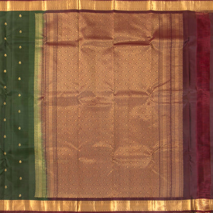 Green And Maroon Kanchipuram Silk Saree Light Weight For Festive Wear PV MEN 157