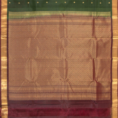 Green And Maroon Kanchipuram Silk Saree Light Weight For Festive Wear PV MEN 157
