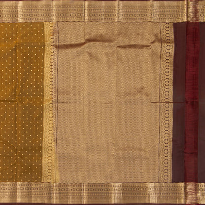 Mustard And Brown Kanchipuram Silk Saree For Festive Wear PV MEN 214