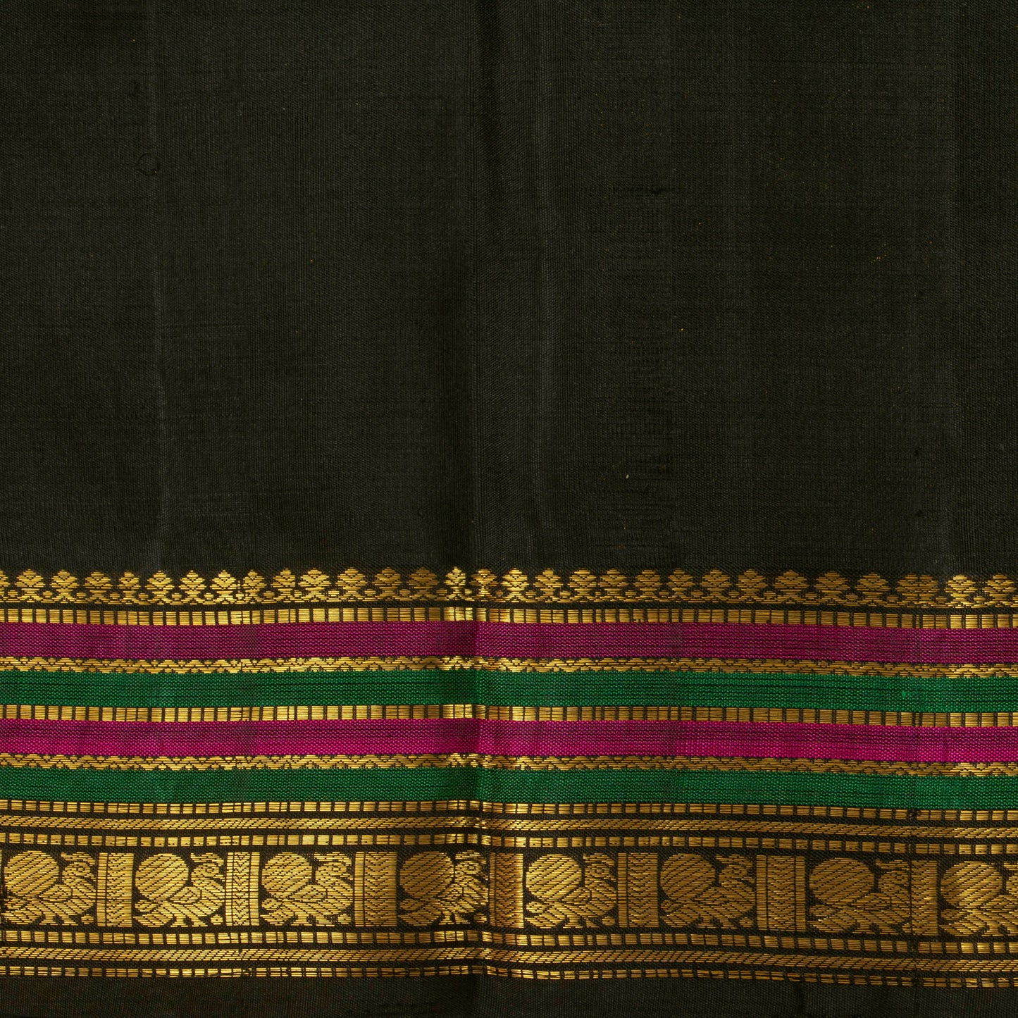 Grey And Black Kanchipuram Silk Saree For Bridal Wear PV NYC 1351