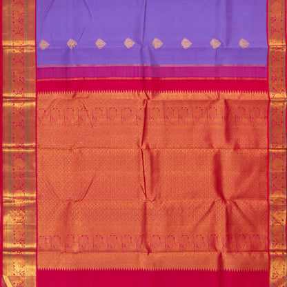 Blue And Red Kanchipuram Silk Saree For Bridal Wear PV NYC 1354