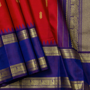 Maroon And Blue Kanchipuram Silk Saree For Festive Wear PV NYC 1641