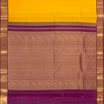 Yellow And Purple Kanchipuram Silk Saree For Festive Wear PV MEN 189 - Silk Sari - Panjavarnam PV MEN 189