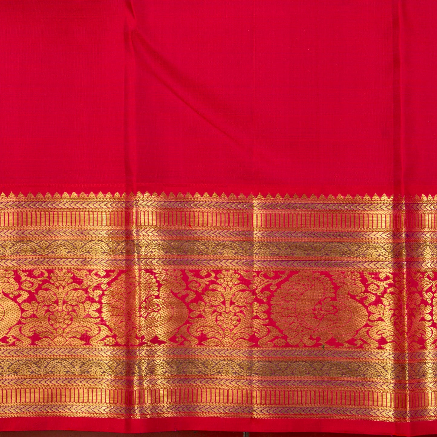 Blue And Red Kanchipuram Silk Saree For Bridal Wear PV NYC 1354