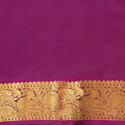 Yellow And Purple Kanchipuram Silk Saree For Festive Wear PV MEN 189 - Silk Sari - Panjavarnam PV MEN 189