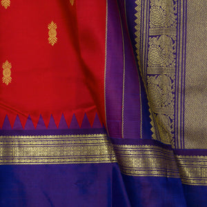 Maroon And Blue Kanchipuram Silk Saree For Festive Wear PV NYC 1641