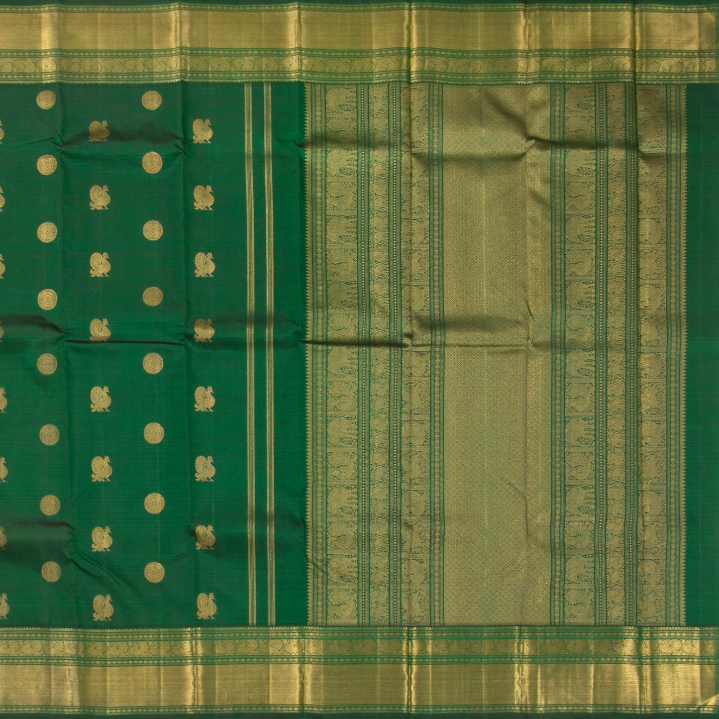 Green Kanchipuram Silk Saree For Bridal Wear PV NYC 1296