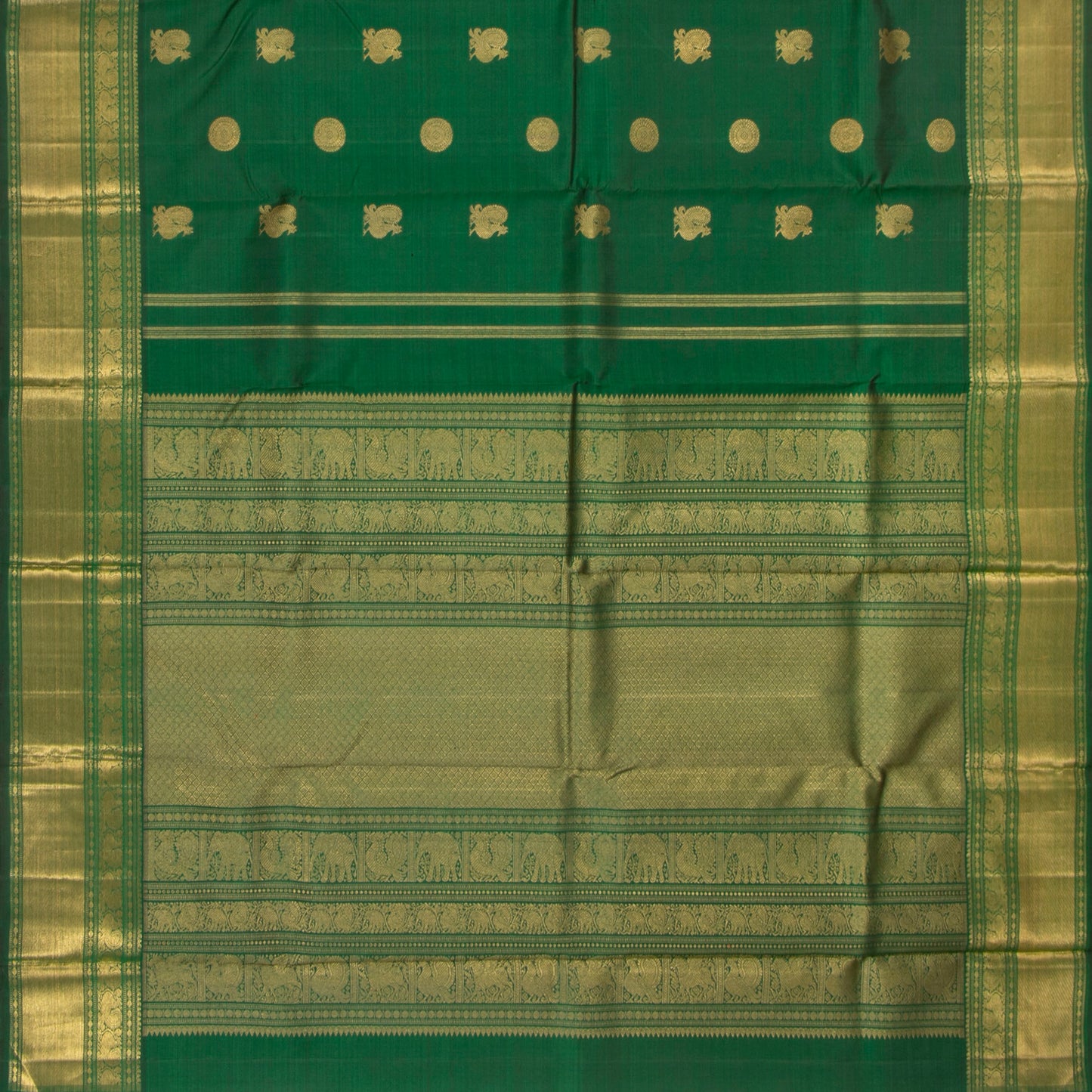 Green Kanchipuram Silk Saree For Bridal Wear PV NYC 1296