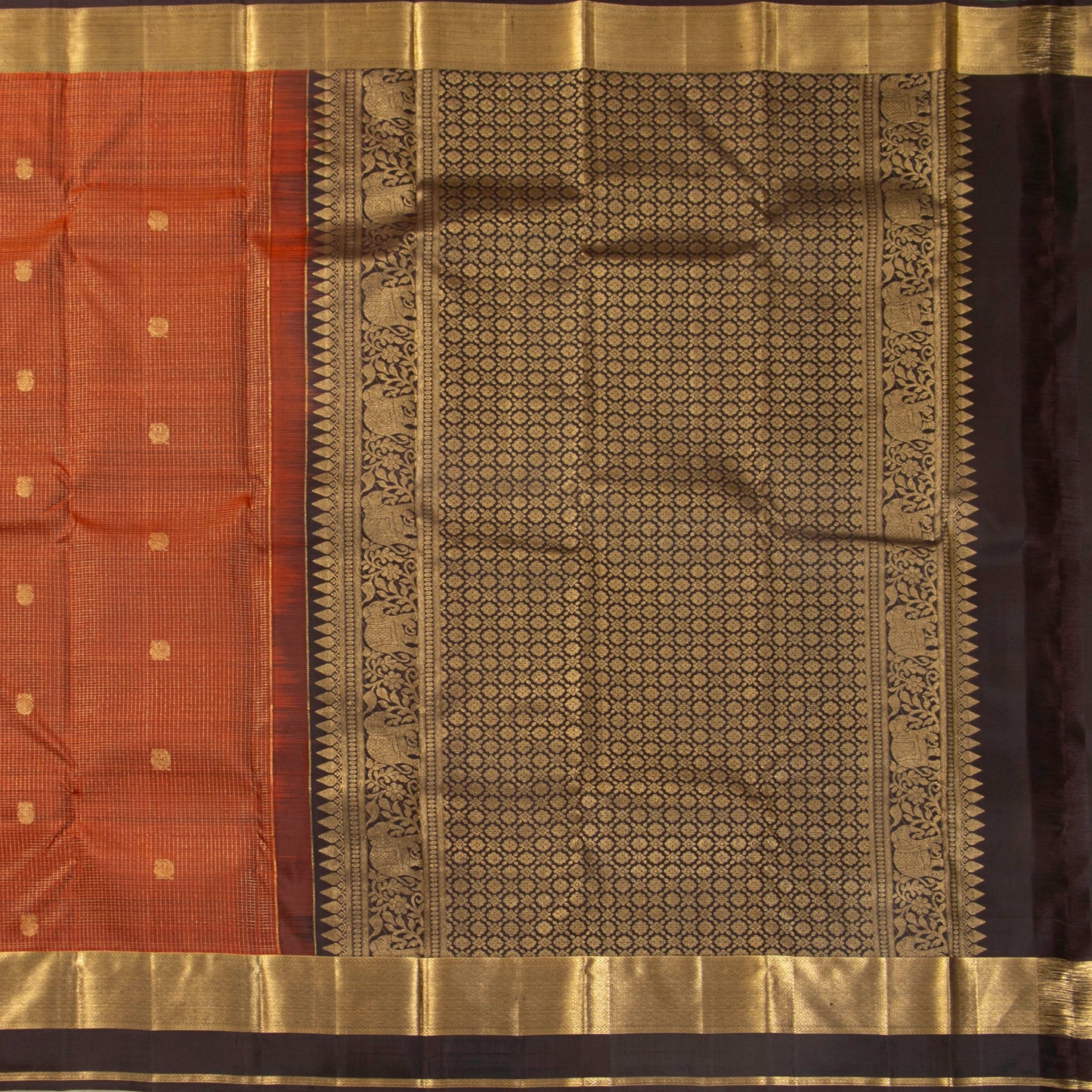 Rust And Brown Kanchipuram Silk Saree For Festive Wear PV MEN 259