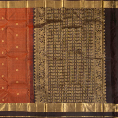 Rust And Brown Kanchipuram Silk Saree For Festive Wear PV MEN 259