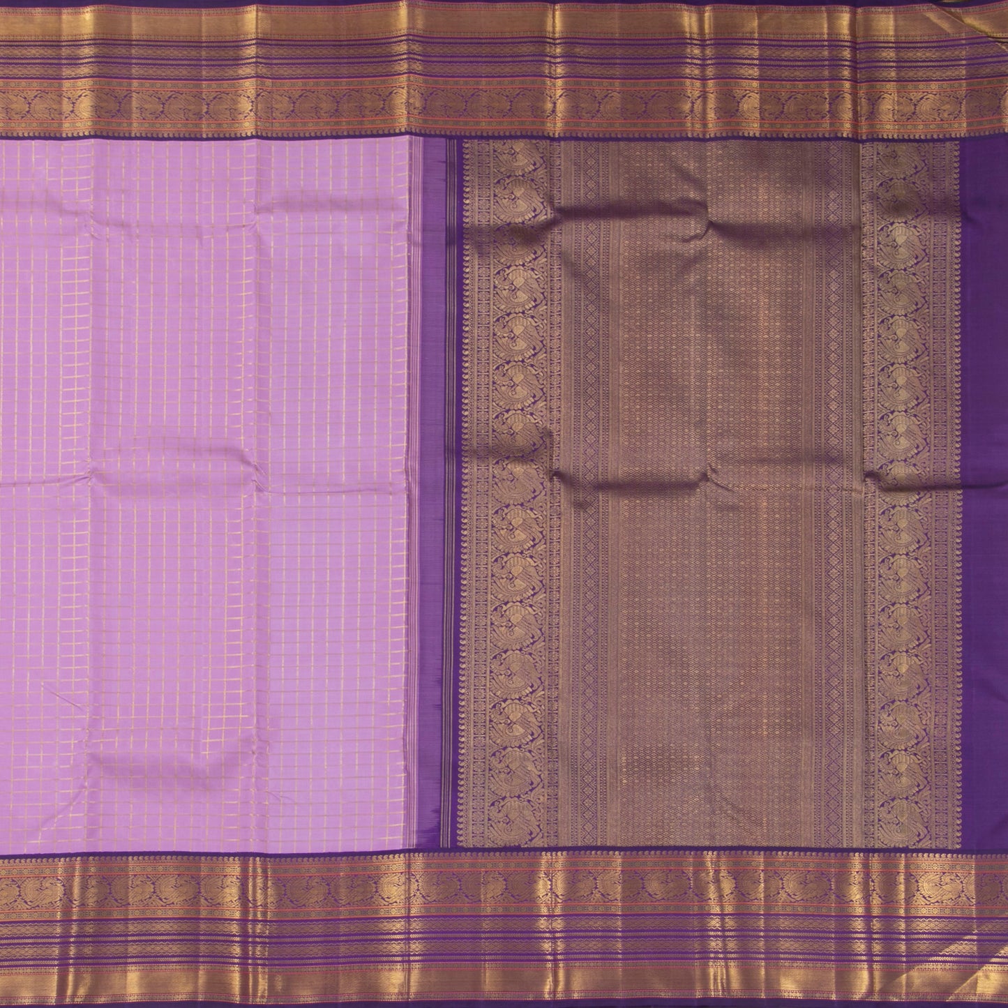 Lavender And Violet Kanchipuram Silk Saree For Festive Wear PV NYC 1336