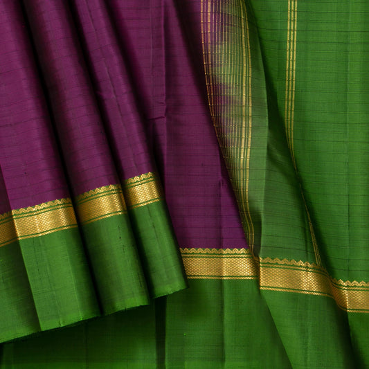 Purple Kanchipuram Silk Saree Light Weight With Ganga Jamuna Border For Festive Wear PV NYC 1722
