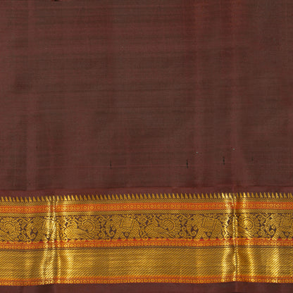 Turquoise Blue And Brown Kanchipuram Silk Saree For Festive Wear PV MEN 185 - Silk Sari - Panjavarnam PV MEN 185