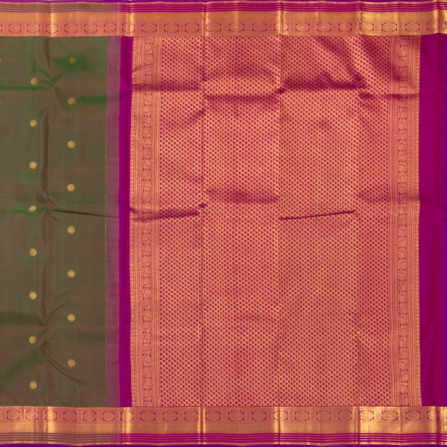 Manthulir Green And Pink Kanchipuram Silk Saree For Festive Wear PV NYC 1335