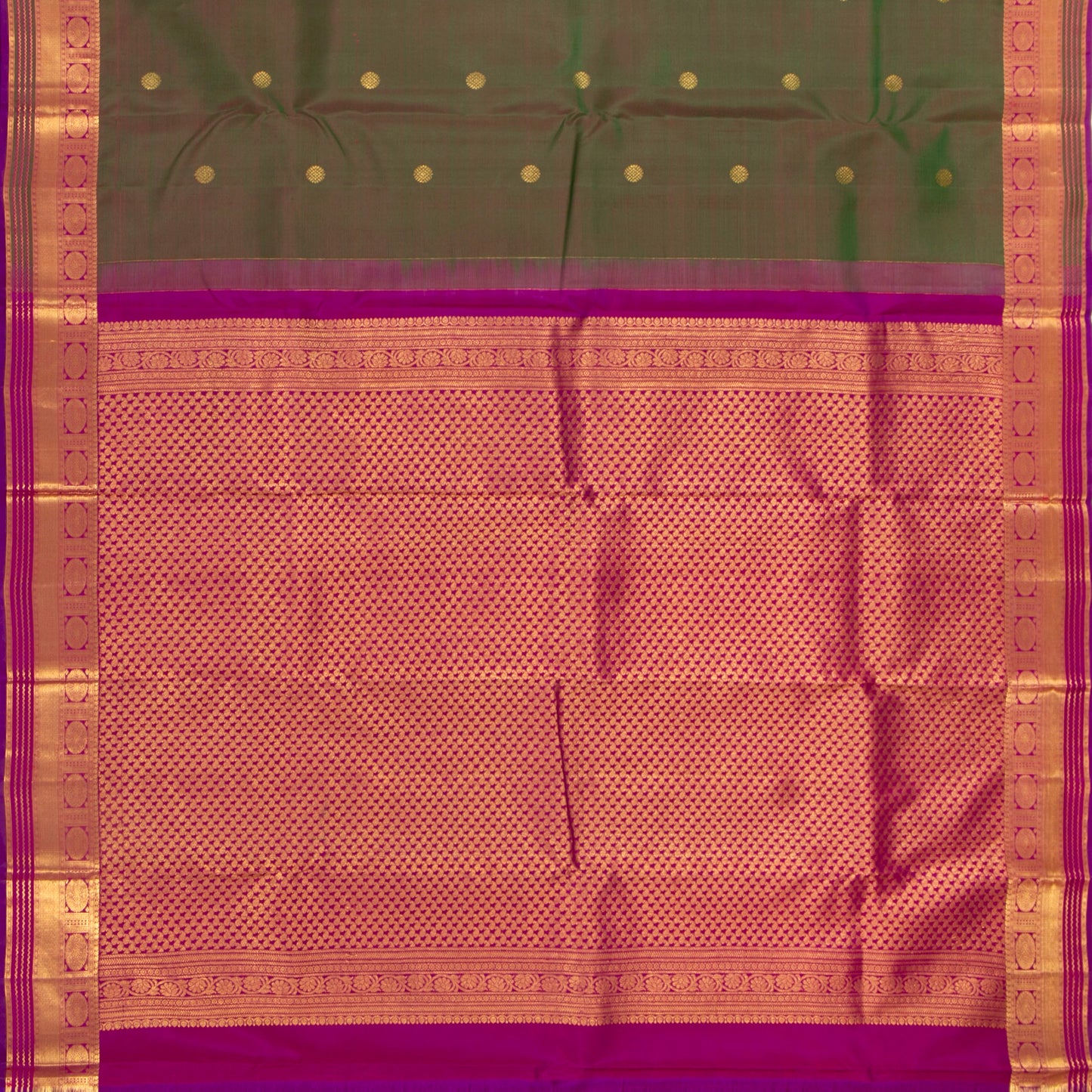 Manthulir Green And Pink Kanchipuram Silk Saree For Festive Wear PV NYC 1335