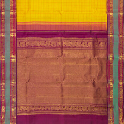 Yellow And Magenta Kanchipuram Silk Saree For Festive Wear PV NYC 1421