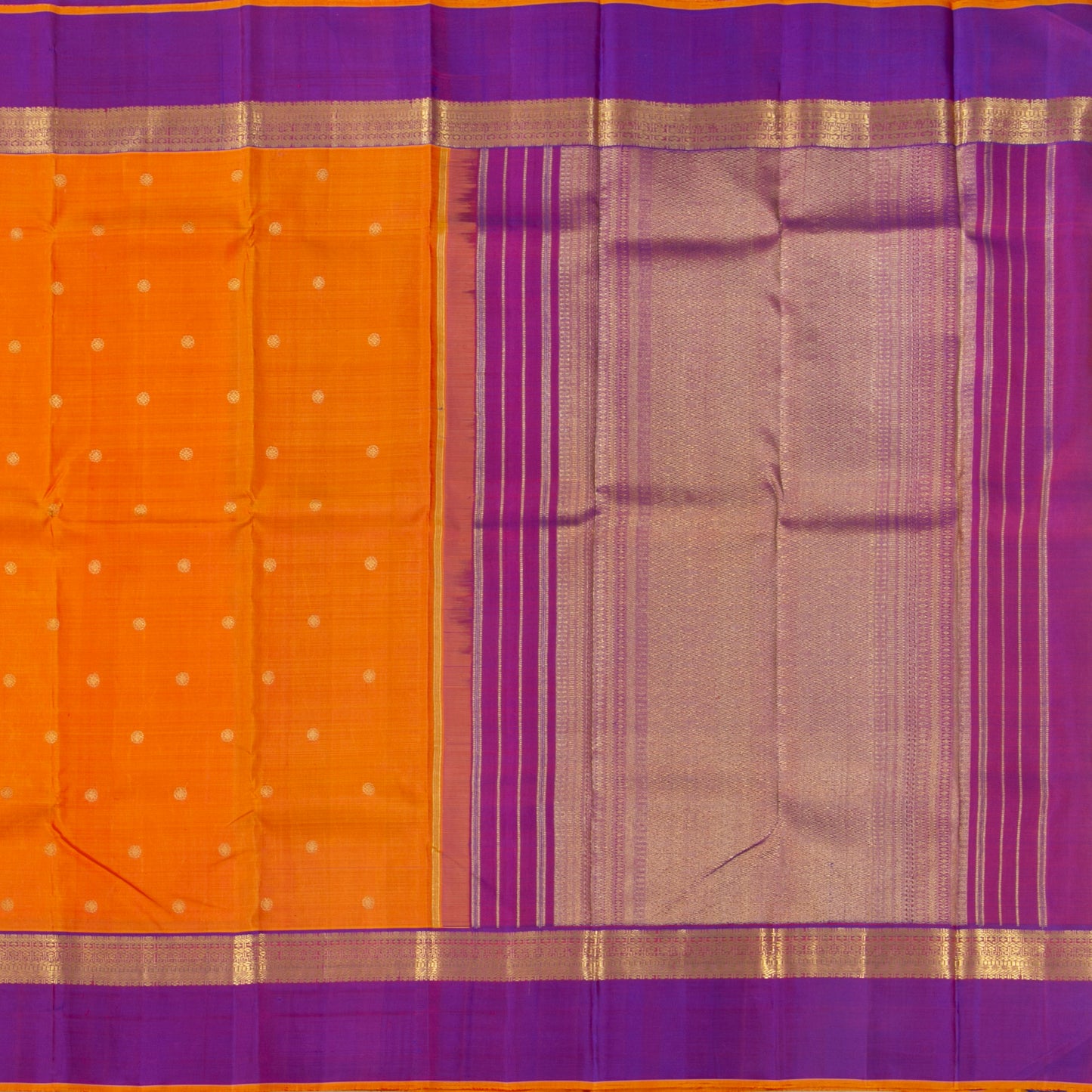 Orange And Magenta Kanchipuram Silk Saree For Festive Wear PV NYC 1341