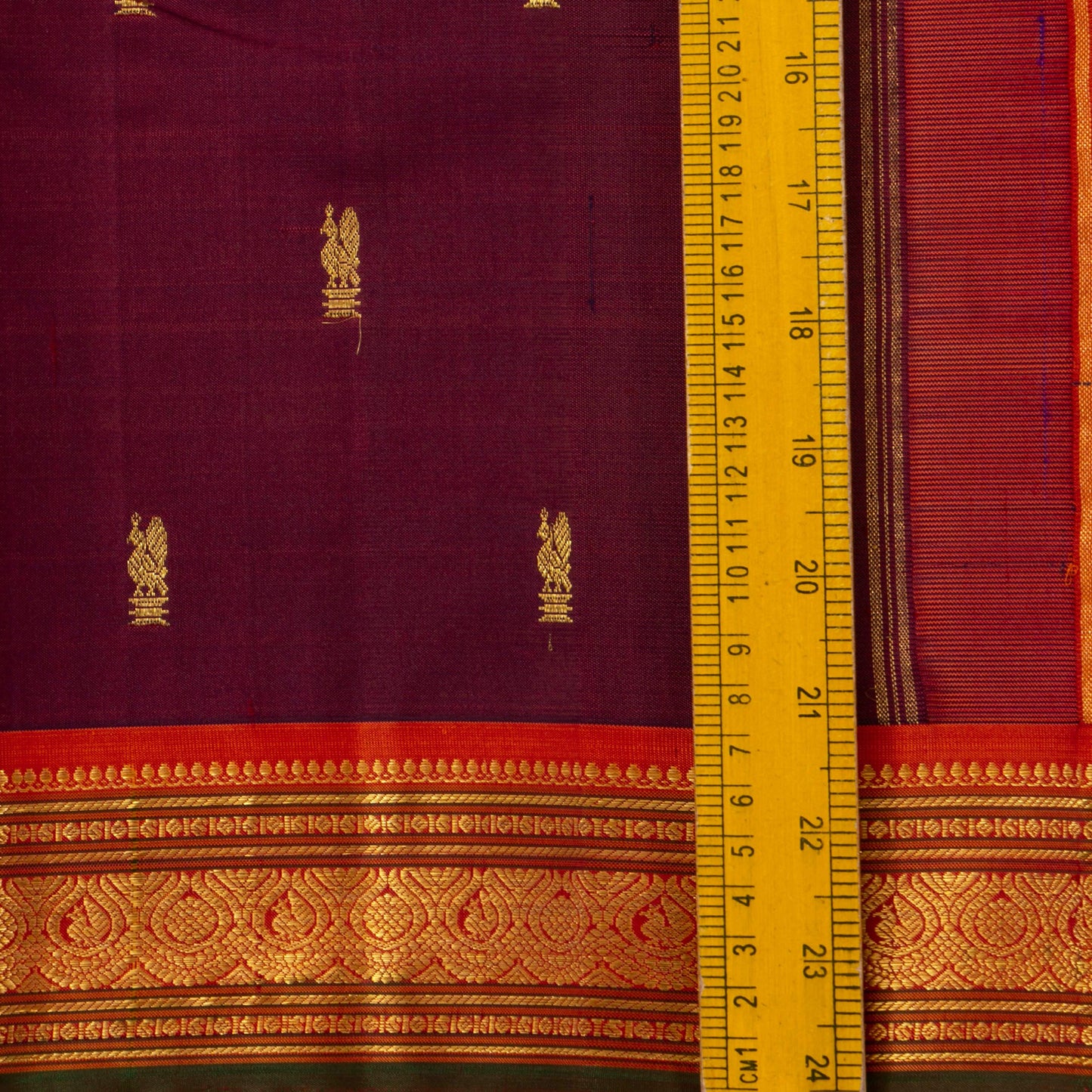 Maroon And Orange Kanchipuram Silk Saree With Zari Butta For Festive Wear PV NYC 1728