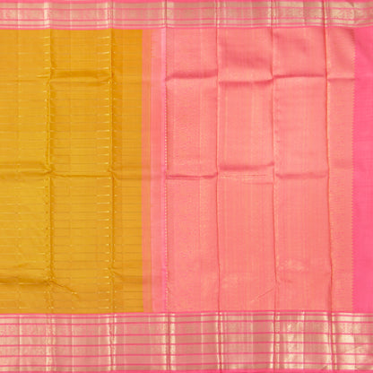 Mustard And Pink Kanchipuram Silk Saree For Bridal Wear PV NYC 1328