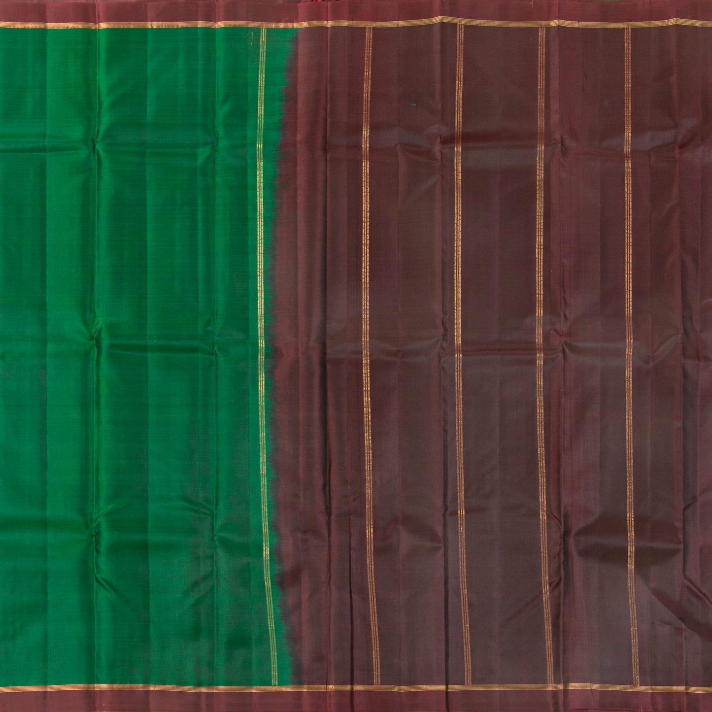 Bottle Green And Brown Light Weight Kanchipuram Silk Saree For Festive Wear PV MEN 137