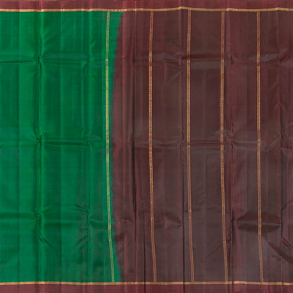 Bottle Green And Brown Light Weight Kanchipuram Silk Saree For Festive Wear PV MEN 137