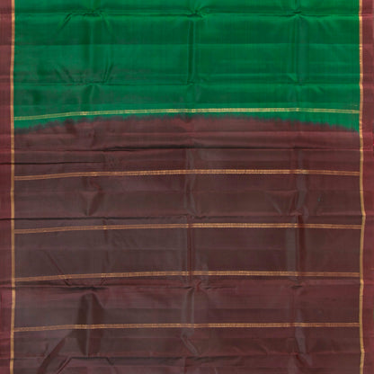 Bottle Green And Brown Light Weight Kanchipuram Silk Saree For Festive Wear PV MEN 137
