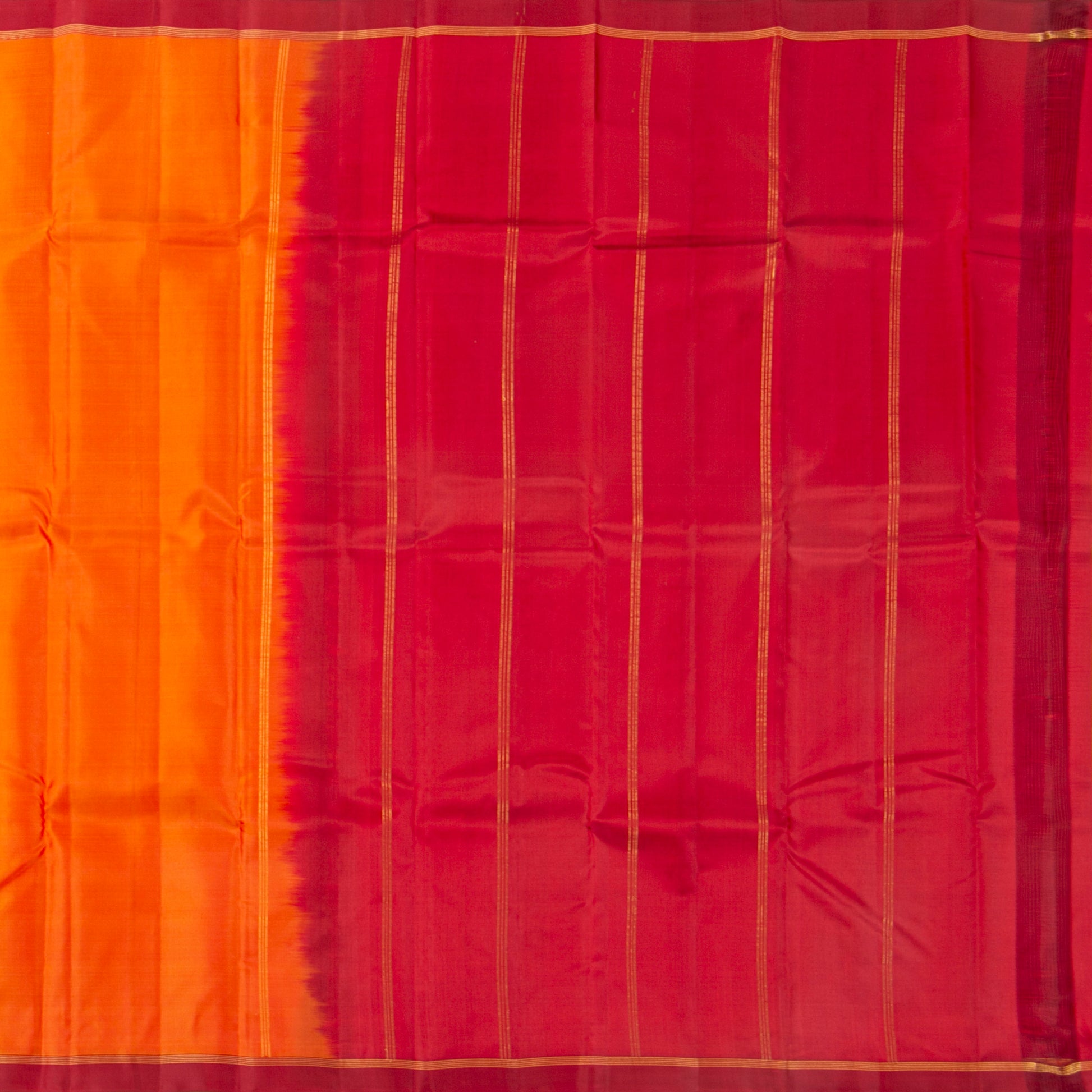 Orange And Red Kanchipuram Silk Saree Light Weight For Office Wear PV MEN 132 - Silk Sari - Panjavarnam PV MEN 132