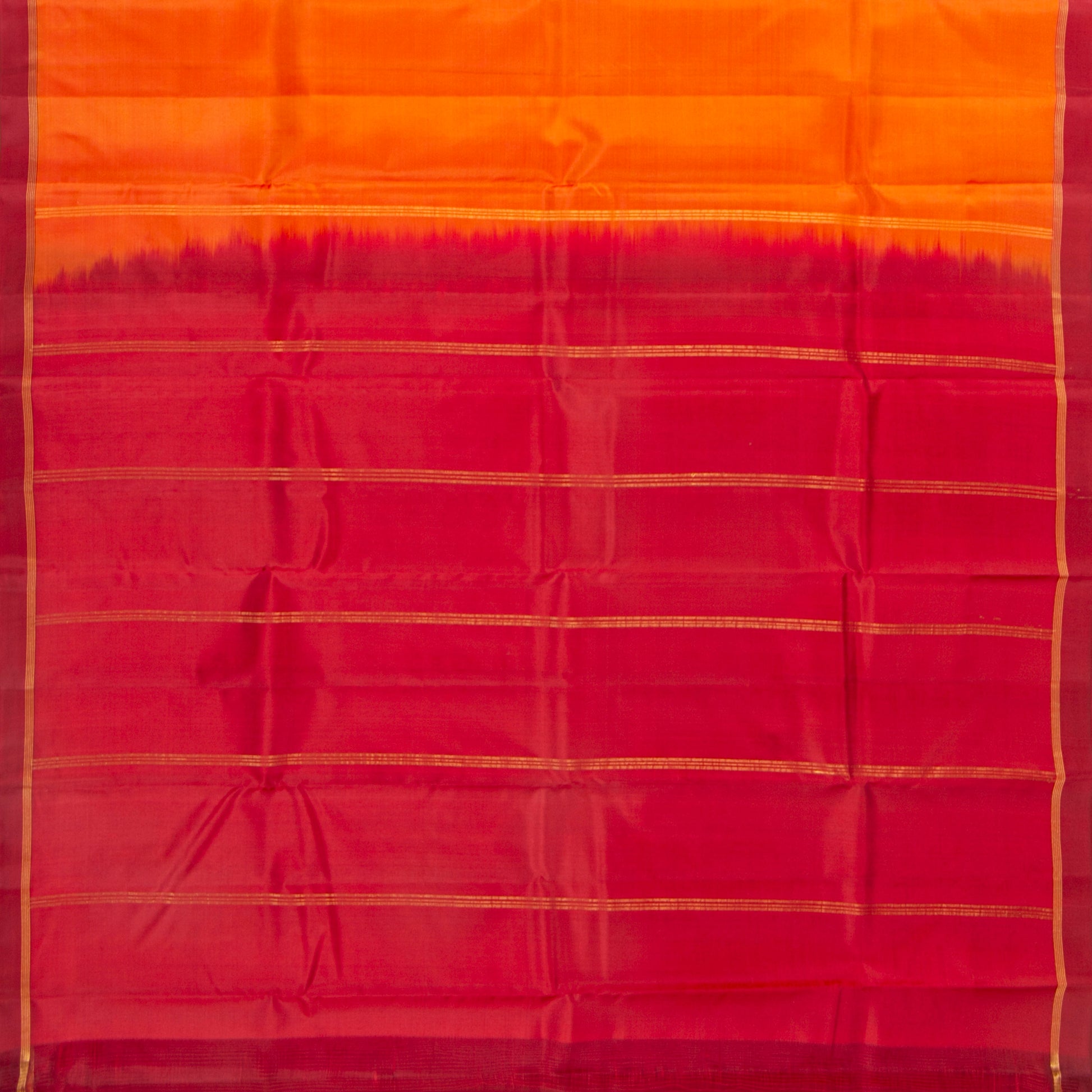 Orange And Red Kanchipuram Silk Saree Light Weight For Office Wear PV MEN 132 - Silk Sari - Panjavarnam PV MEN 132