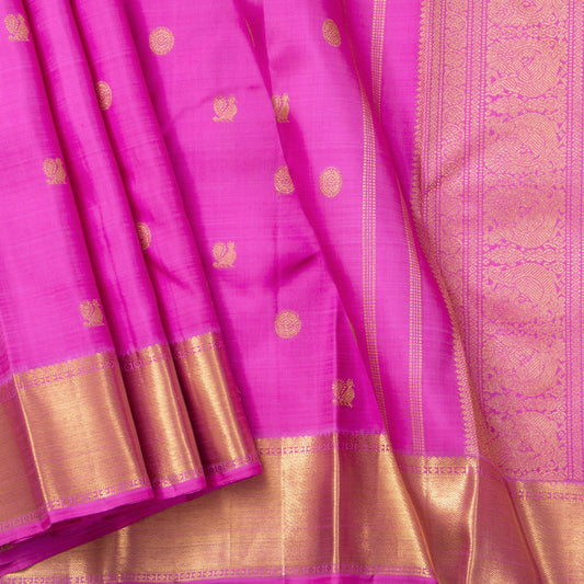 Pink Kanchipuram Silk Saree With Chakram And Annam Motifs For Wedding Wear PV NYC 1671