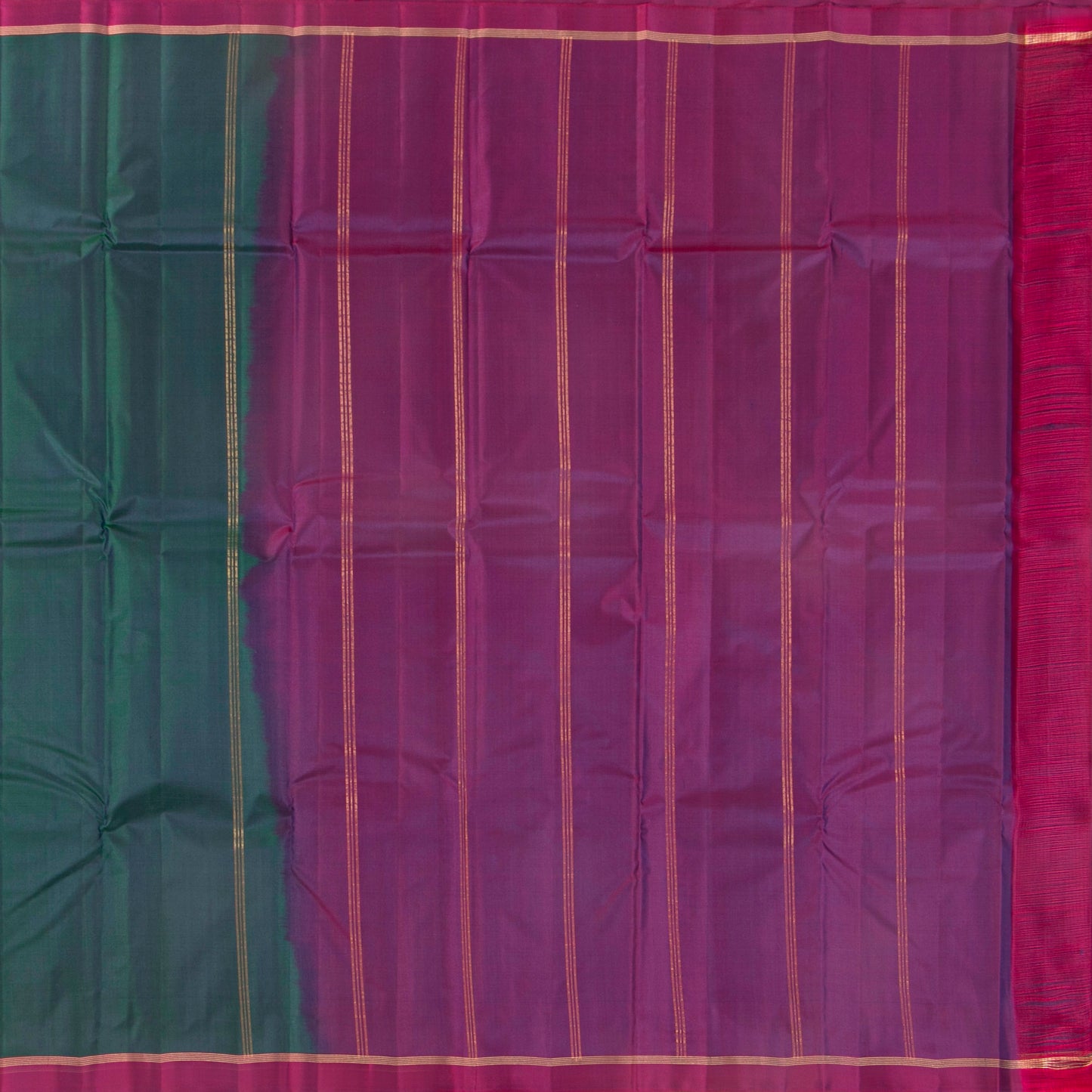 Bottle Green And Purple Dual Tone Kanchipuram Silk Saree Light Weight For Festive Wear PV MEN 134