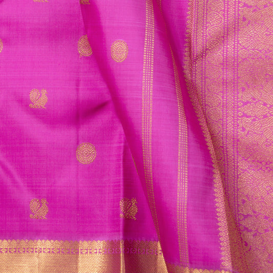 Pink Kanchipuram Silk Saree With Chakram And Annam Motifs For Wedding Wear PV NYC 1671