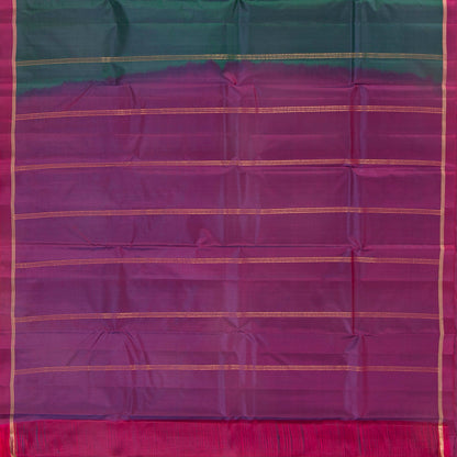 Bottle Green And Purple Dual Tone Kanchipuram Silk Saree Light Weight For Festive Wear PV MEN 134
